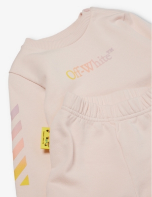 Shop Off-white C/o Virgil Abloh Pink Rainbow Arrow Brand-print Cotton-jersey Tracksuit 9-36 Months In Pink Multicolor