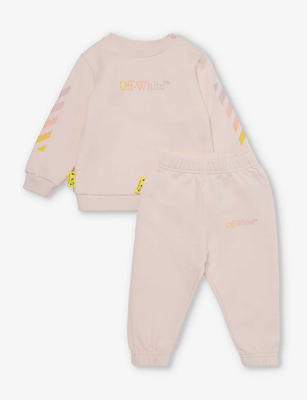 Off-white Babies' Rainbow Arrow Brand-print Cotton-jersey Tracksuit 9-36 Months In Pink Multicolor