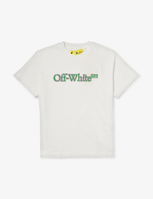 OFF-WHITE C/O VIRGIL ABLOH: Big Bookish-logo short-sleeves cotton-jersey T-shirt 4-12 years