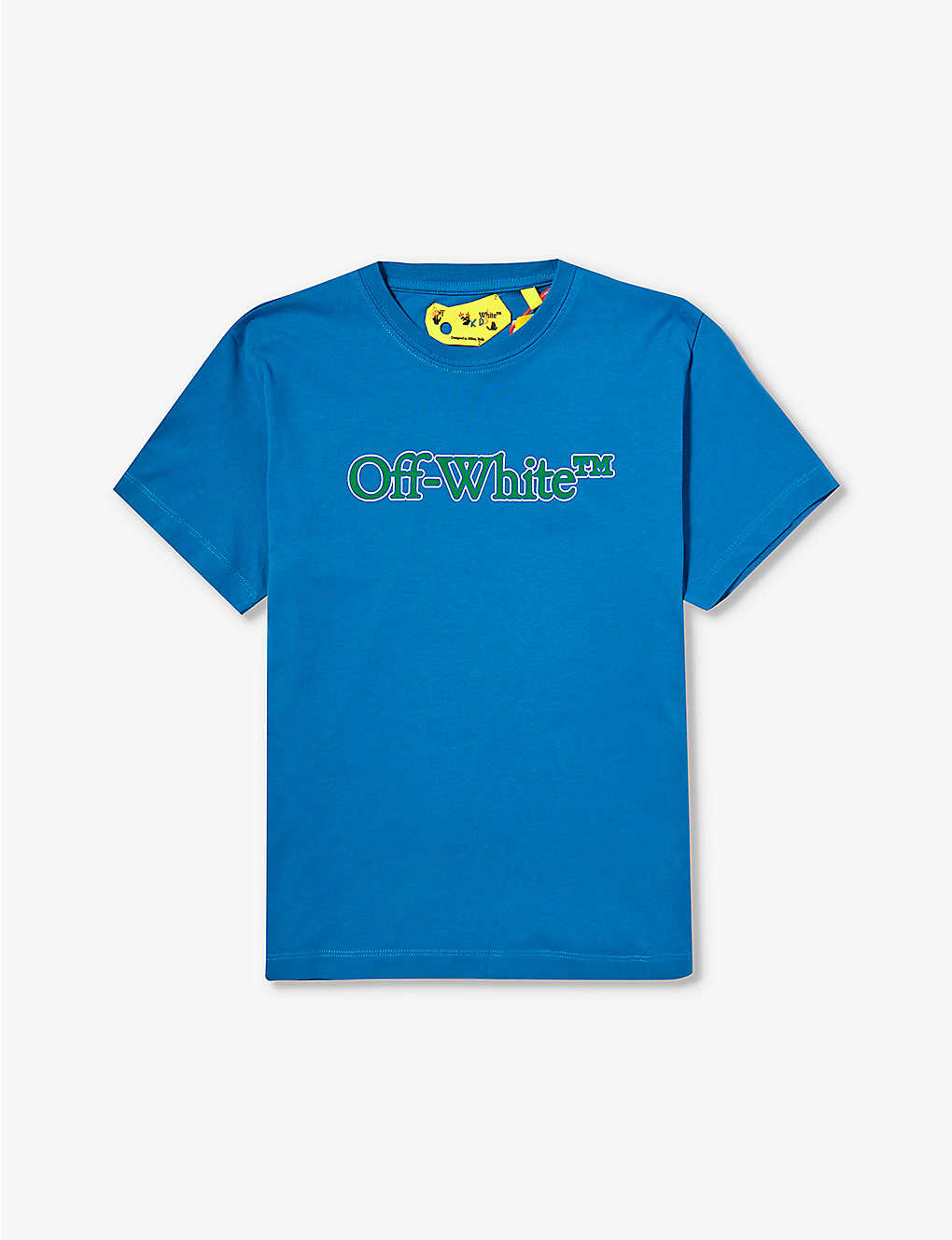 Off-white Kids' Bookish Crewneck Cotton-jersey T-shirt 4-12 Years In Methyl Blue Green