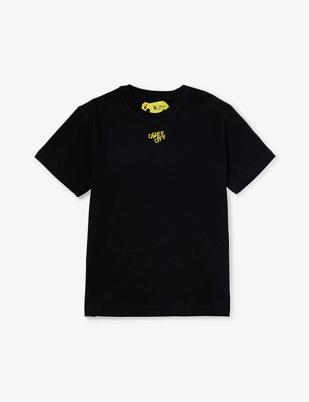 Shop Off-white Stamp-logo Short-sleeves Cotton-jersey T-shirt 6-12 Years In Black
