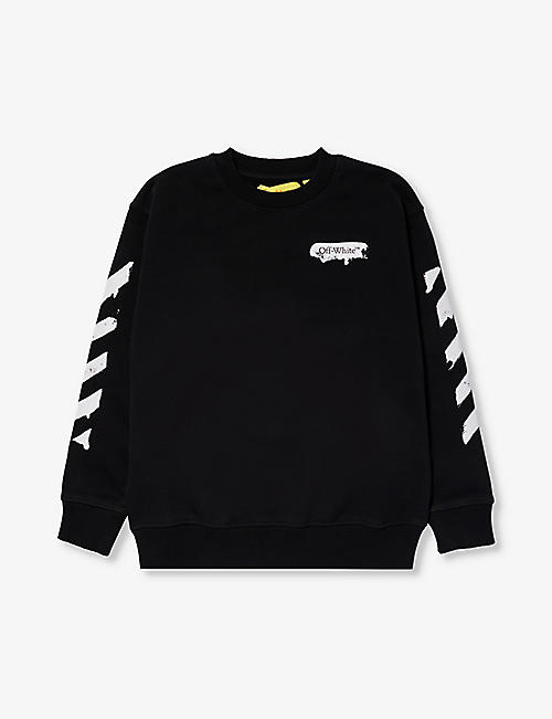 OFF-WHITE C/O VIRGIL ABLOH: Brand-print relaxed-fit cotton-blend sweatshirt 4-12 years