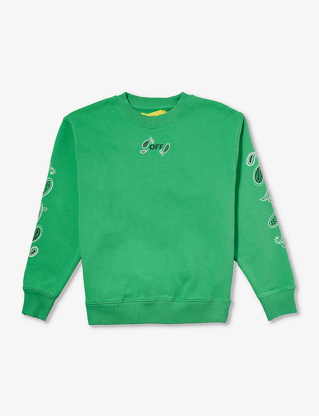 Shop Off-white Bandana-logo Cotton Sweatshirt 8-12 Years In Green Black