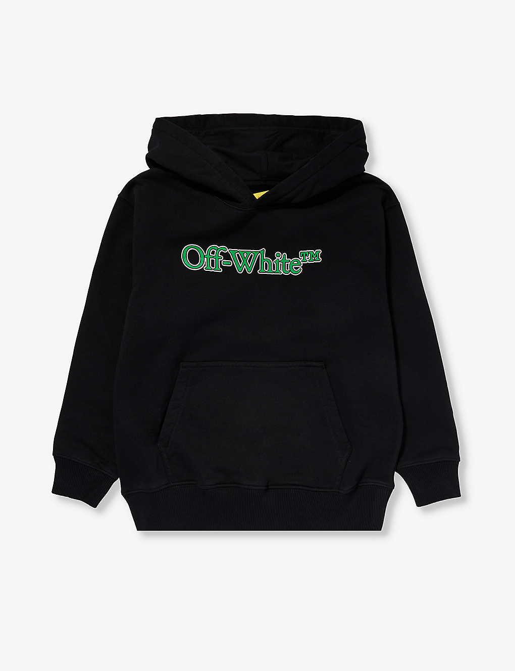 Off-white Kids' Bookish Logo-print Relaxed-fit Cotton-jersey Hoody 4-12 Years In Black Green