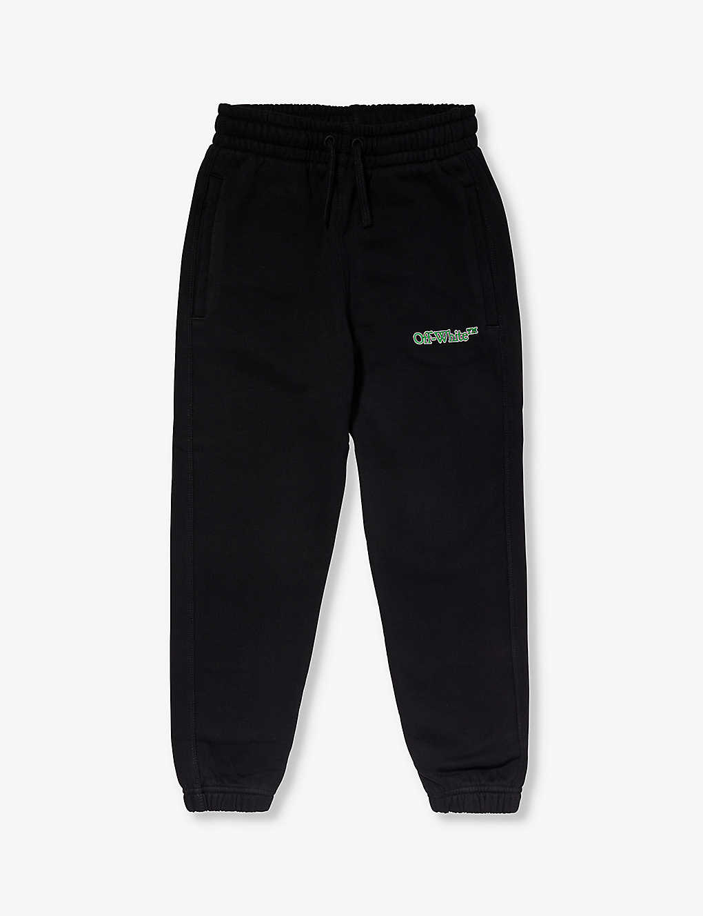Shop Off-white Bookish Logo-print Relaxed-fit Cotton-jersey Jogging Bottoms 4-12 Years In Black Green