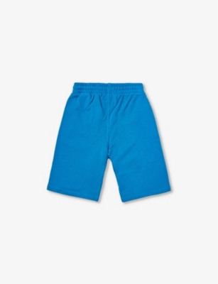 Off-white Kids' Bookish Brand-print Cotton-jersey Shorts 6-12 Years In Methyl Blue Green