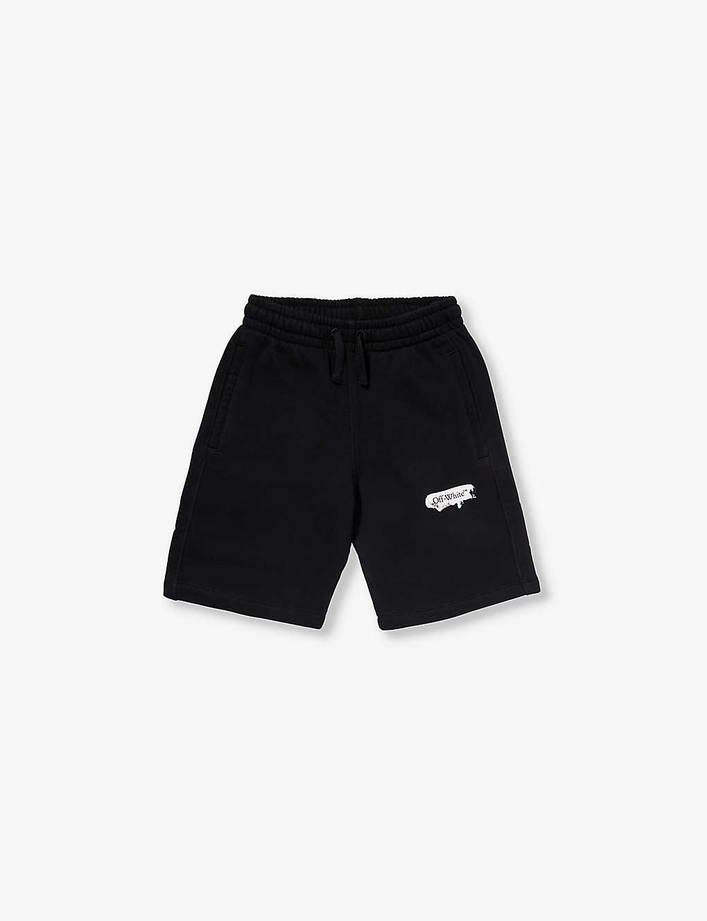 Off-white Babies' Paint Graphic-print Cotton-jersey Shorts 4-12 Years In Black White