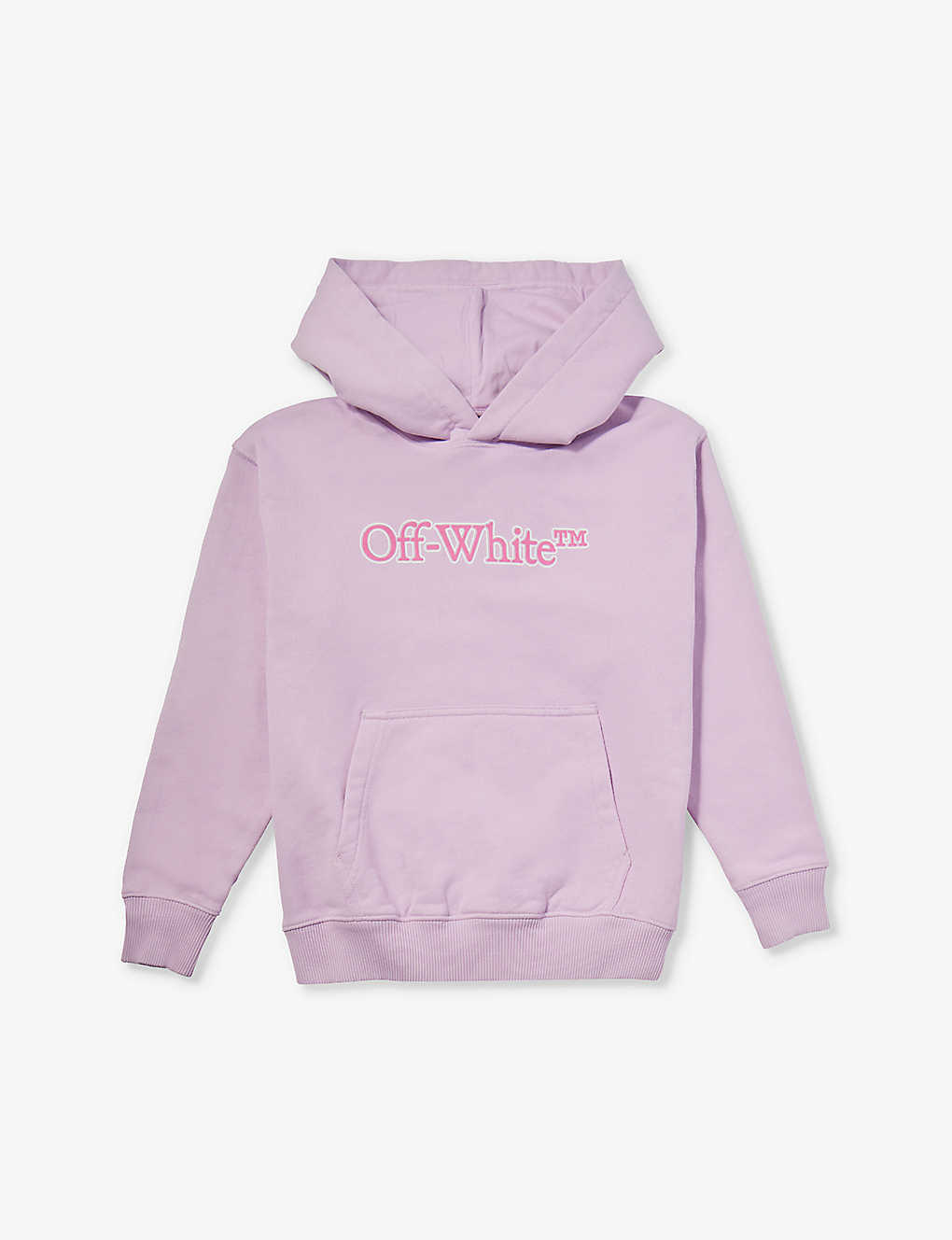 Off-white Kids' Bookish-logo Cotton Hoody 8-12 Years In Lilac