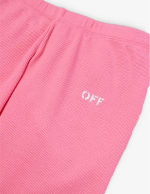 Shop Off-white C/o Virgil Abloh Girls Fuchsia Wh Kids Stamp-logo Stretch-cotton Cycling Shorts 6-12 Years