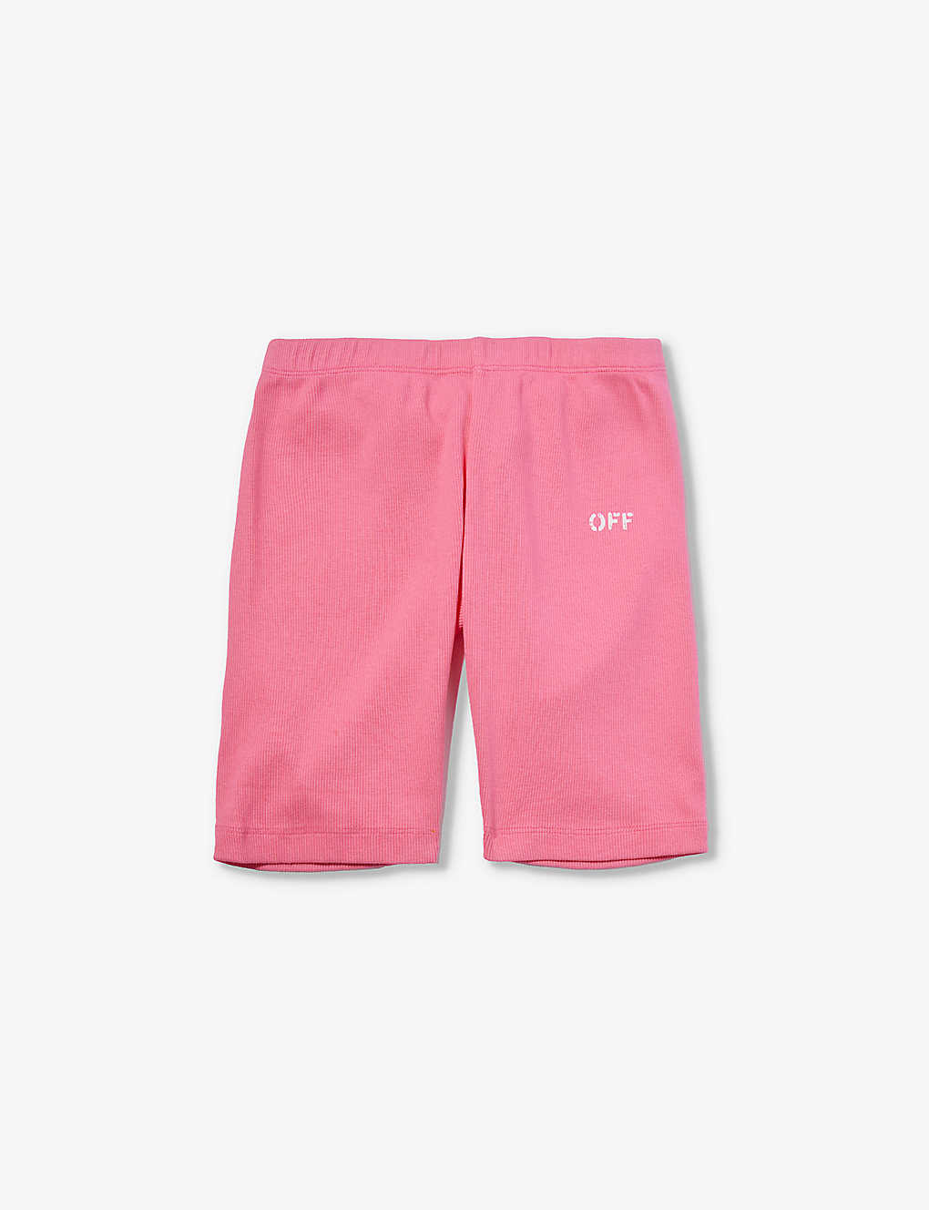 Off-white Kids' Stamp-logo Stretch-cotton Cycling Shorts 6-12 Years In Fuchsia Wh