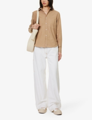 Shop With Nothing Underneath Women's Biscuit Classic Regular-fit Cotton And Cashmere-blend Shirt In Cream