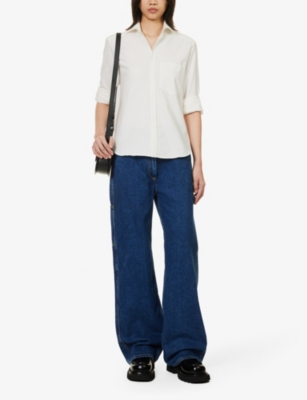 Shop With Nothing Underneath Women's Off-white Classic Regular-fit Cotton And Cashmere-blend Shirt