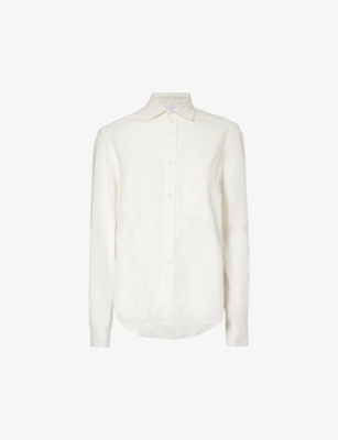 With Nothing Underneath Womens Off-white Classic Regular-fit Cotton And Cashmere-blend Shirt