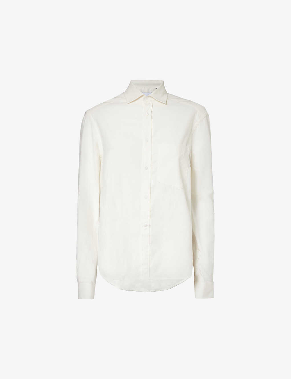 With Nothing Underneath Womens Off-white Classic Regular-fit Cotton And Cashmere-blend Shirt
