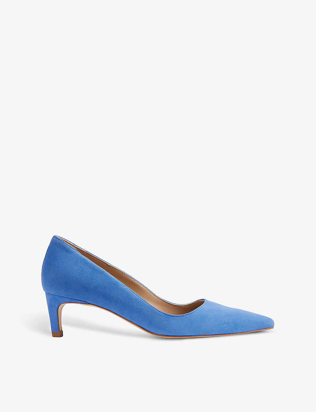 Lk Bennett Womens Blu-blue Ava Kitten-heel Suede Court Shoes