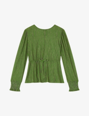 Lk Bennett Womens Mul-green Ellie Chain-print Stretch-jersey Top In Mul-green