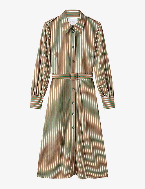 LK BENNETT: Frances stripe-pattern woven midi dress