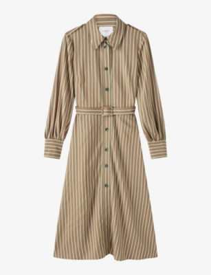 Lk Bennett Womens Mul-multi Frances Stripe-pattern Woven Midi Dress In Mul-multi