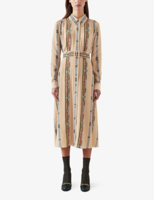 Shop Lk Bennett Women's Mul-multi Kate Archive-print Woven Midi Dress