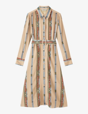 LK BENNETT: Kate archive-print woven midi dress
