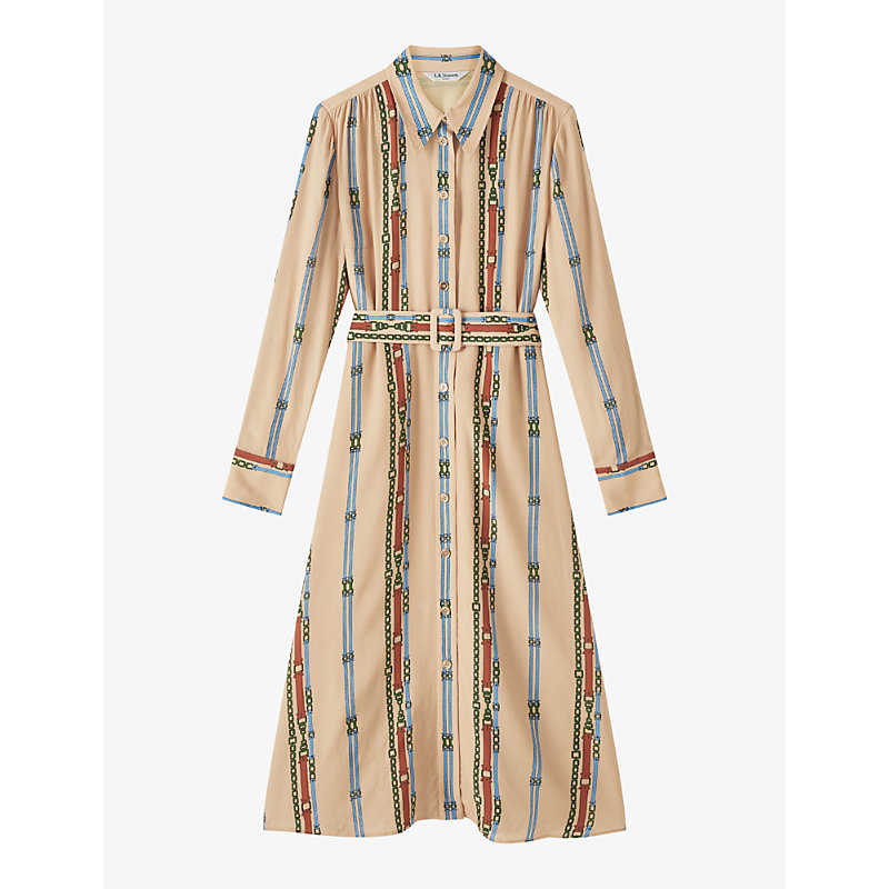 Shop Lk Bennett Kate Archive-print Woven Midi Dress In Mul-multi