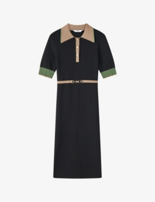 LK BENNETT: Rosey belted knitted midi dress