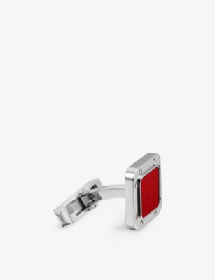 Cartier Mens Red Santos De Sterling-silver Cufflinks In Red