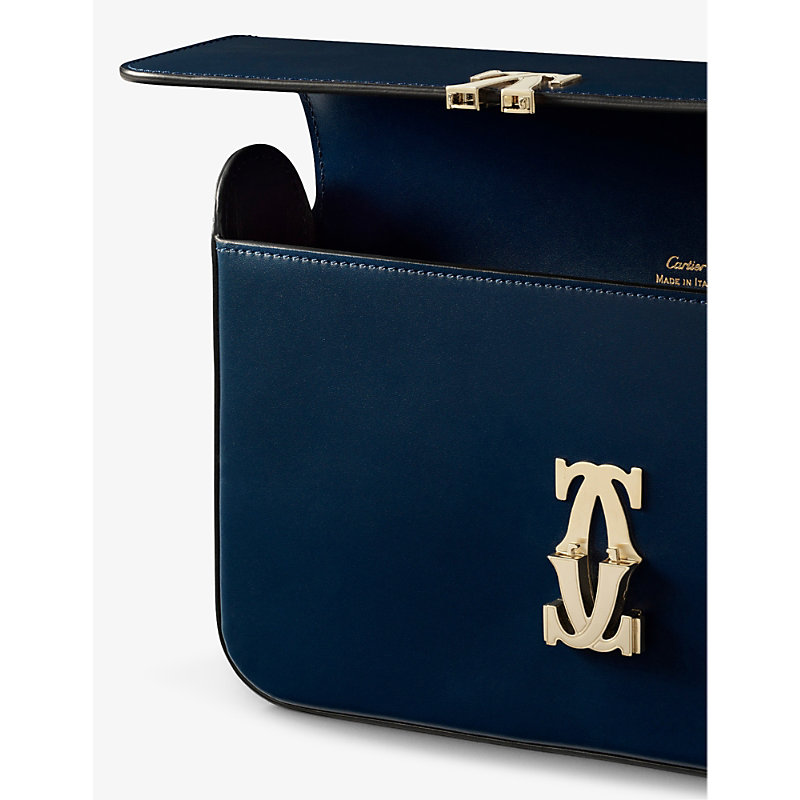 Shop Cartier Womens Blue C De Small Leather Shoulder Bag 1 Size