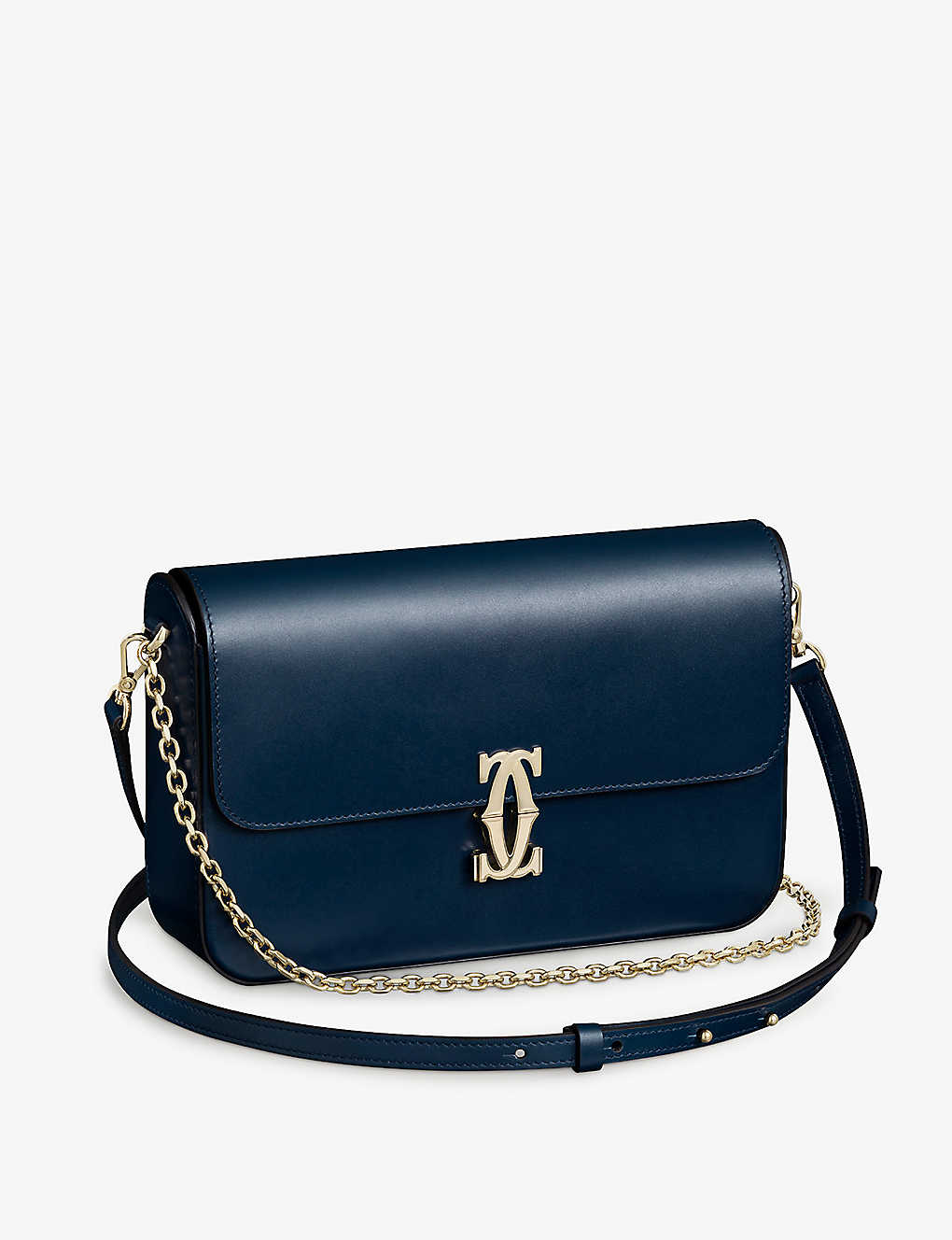 Cartier Womens Blue Double C De Small Leather Shoulder Bag