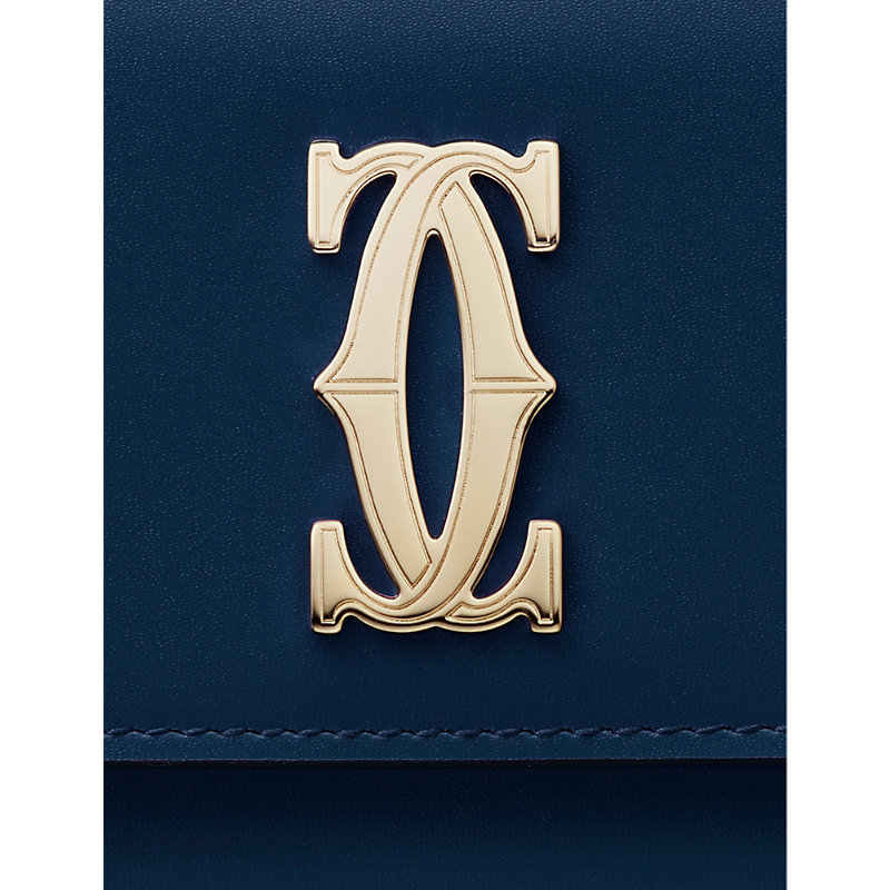 Shop Cartier C De  Leather Wallet In Blue