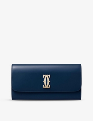 Cartier Womens Blue Double C De Leather Wallet