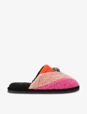 Shop Kurt Geiger London Women's Mult/other Kensington Striped Faux-shearling Slippers