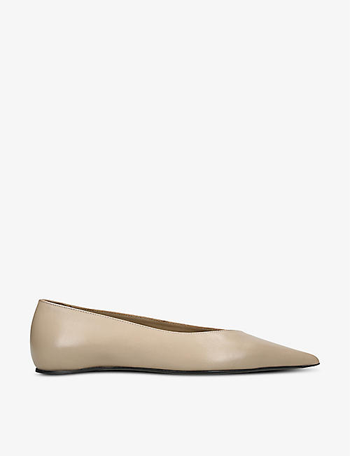 TOTEME: Pointed-toe leather ballet flats