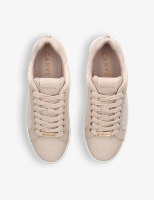 Shop Carvela Women's Taupe Daze Weave Faux-leather Low-top Trainers