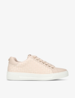 Shop Carvela Women's Taupe Daze Weave Faux-leather Low-top Trainers