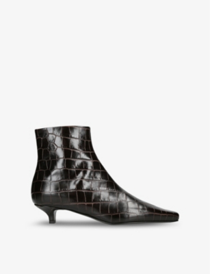 TOTEME: Croc-embossed leather heeled ankle boots
