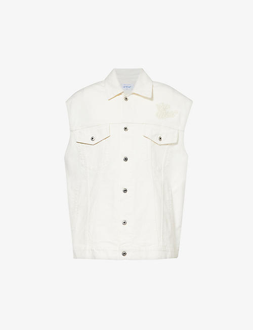 OFF-WHITE C/O VIRGIL ABLOH: 90s logo-embroidered oversized denim vest