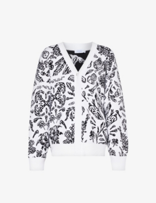 Off-white Tattoo Ribbed-trim Cotton-blend Cardigan In White