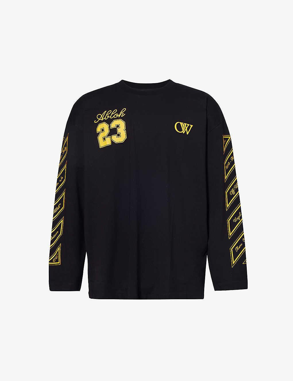 Off-white Wide Graphic-print Cotton-jersey Sweatshirt In Black Gold