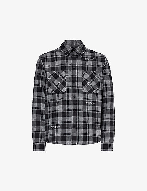 OFF-WHITE C/O VIRGIL ABLOH: Checked logo-embroidered cotton shirt