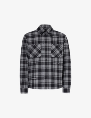 Off-white Plaid Pattern Button-down Collar Shirt In Grey Black