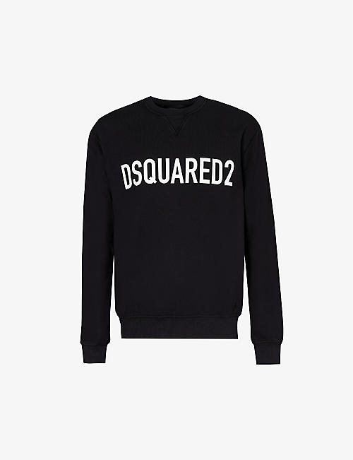 DSQUARED2: Brand-print ribbed-trim cotton-jersey sweatshirt