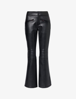 PERFECT MOMENT: Aurora flared-leg mid-rise faux leather trousers