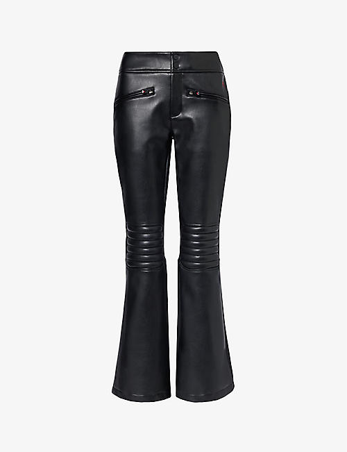 PERFECT MOMENT: Aurora flared-leg mid-rise faux leather trousers