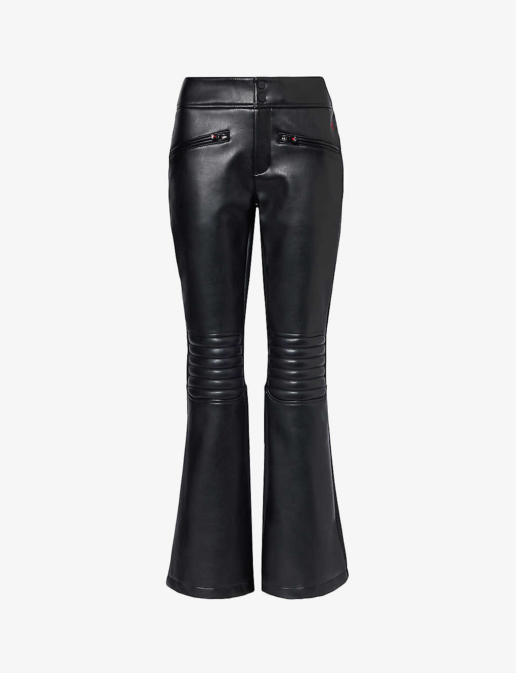 Perfect Moment Womens Black Faux Leather Aurora Flared-leg Mid-rise Faux Leather Trousers