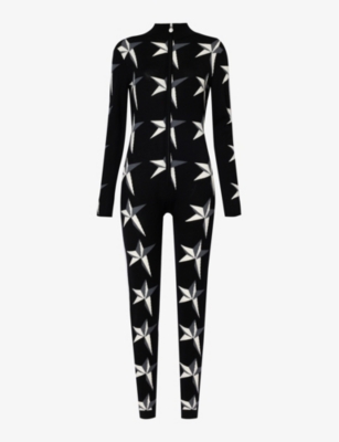 Perfect Moment Womens Black Star High-neck Wool Jumpsuit