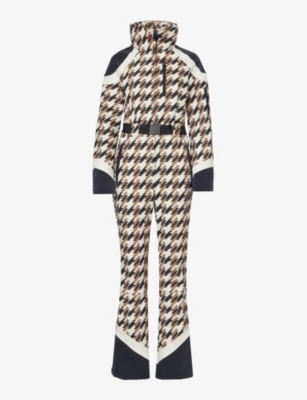 Shop Perfect Moment Women's Houndstooth Iconic Camel Allos Houndstooth-checked Ski Suit