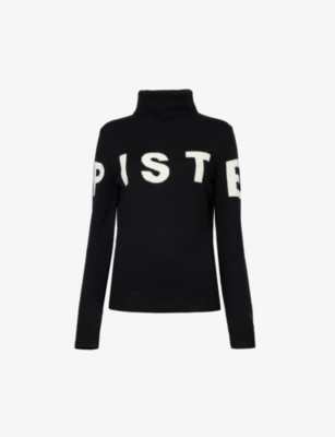 Perfect Moment Piste Intarsia Roll-neck Merino Sweater In Black