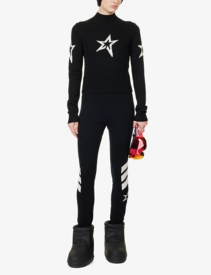 Shop Perfect Moment Women's Black Star-pattern High-neck Wool Knitted Jumper