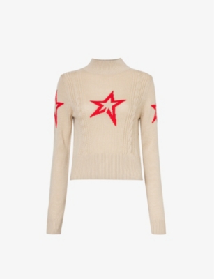 PERFECT MOMENT: Star-pattern high-neck wool knitted jumper